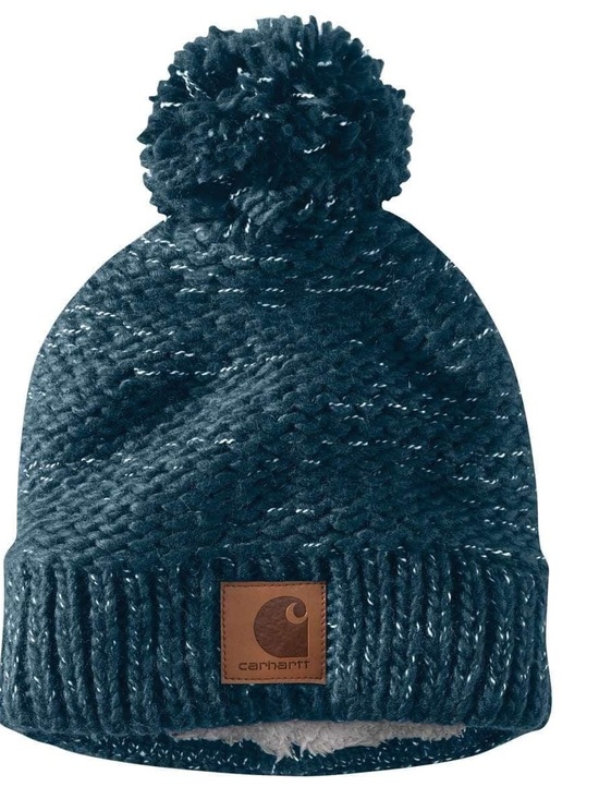Carhartt Accessories - Carhartt Women's Rib Knit Sherpa-Lined Pom Beanie | Blue | NWT One Size